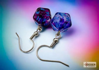 Chessex Hook Earrings Nebula Nocturnal Mini-Poly d20 Pair - De Dondersteen