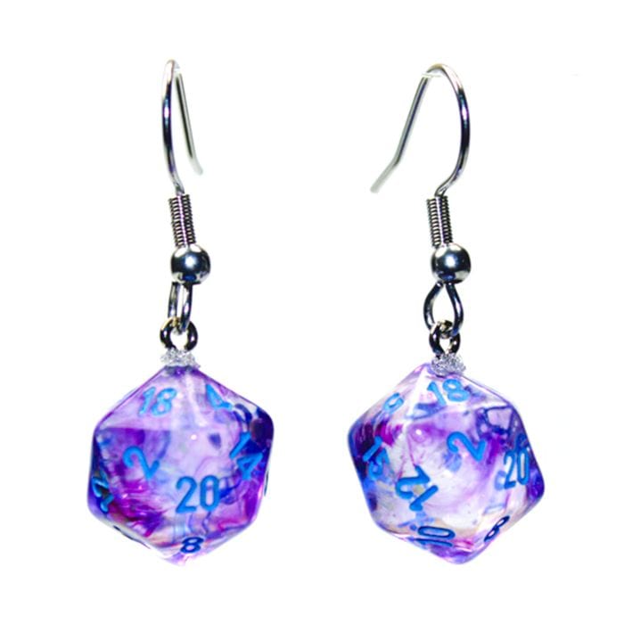 Chessex Hook Earrings Nebula Nocturnal Mini-Poly d20 Pair