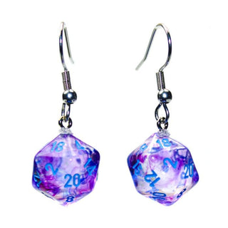 Chessex Hook Earrings Nebula Nocturnal Mini-Poly d20 Pair - De Dondersteen