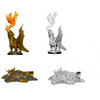 D&D Nolzur's Marvelous Miniatures - Gold Dragon Wyrmling & Small Treasure Pile - De Dondersteen