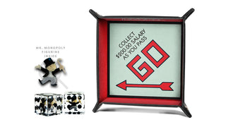 Monopoly Dice Tray & Mr. Monopoly Dice Bundle - De Dondersteen