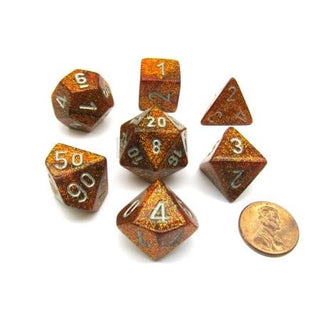 Chessex Glitter Polyhedral 7-Die Set - Gold/silver - De Dondersteen