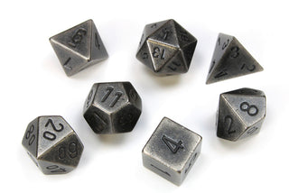 Chessex - Solid Dark Metal Colour Polyhedral 7-Die Set - De Dondersteen