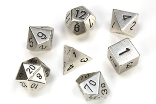 Chessex - Solid Metal Silver Colour Polyhedral  7-Die Set - De Dondersteen