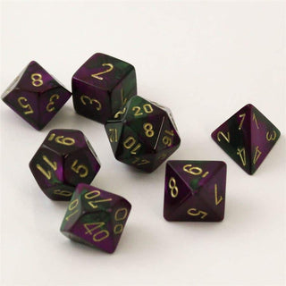 Gemini Green-Purple/gold Polydice Dobbelsteen Set (7 stuks) - De Dondersteen