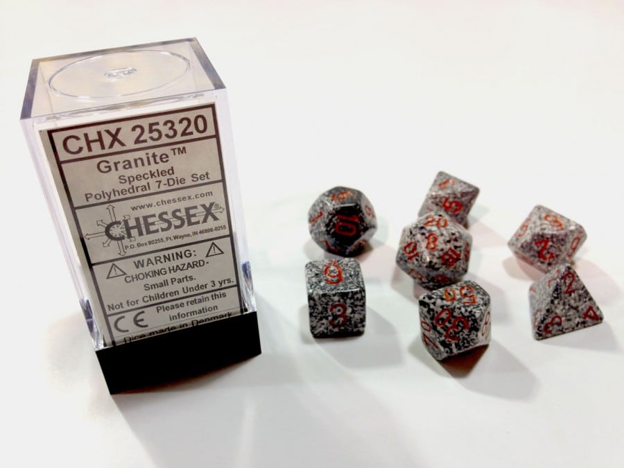Granite Speckled Polydice Dobbelsteen Set (7 stuks) - De Dondersteen