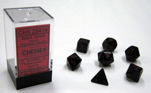 Opaque Black/red Polydice Dobbelsteen Set (7 stuks)