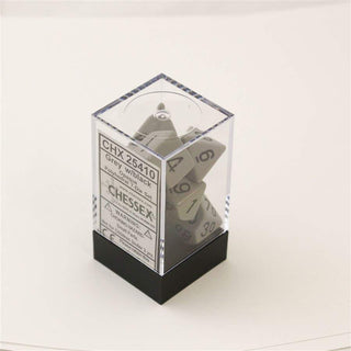 Opaque Grey/black Polydice Dobbelsteen Set (7 stuks) - De Dondersteen