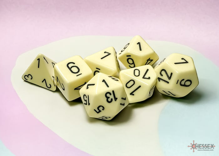 Opaque Pastel Yellow/black Polydice Dobbelsteen Set (7 stuks)