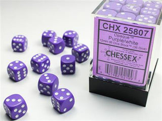 Dice Set Opa Purple/White 12mm (36)
