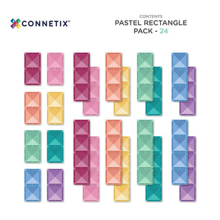 Connetix 24-delige Pastel Rectangle Set – Magnetische Rechthoeken - De Dondersteen