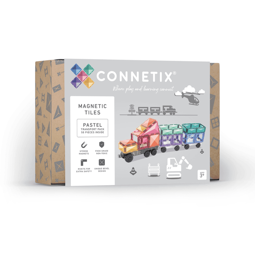 Connetix 50-delige Pastel Transport Pack – Voertuigen bouwen in stijl