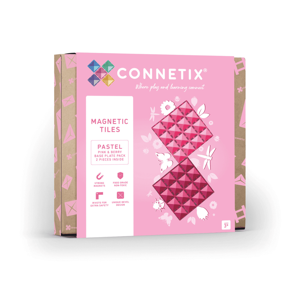 Connetix Berry & Rose Base Plate Set – 2 stevige ondergronden