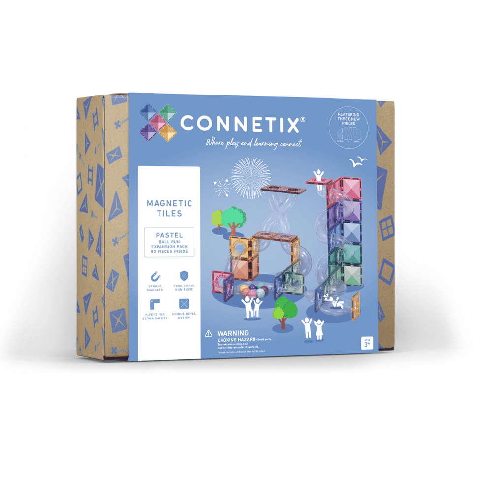 Connetix Pastel Ball Run Uitbreidingsset – 80-delig voor extra raceplezier