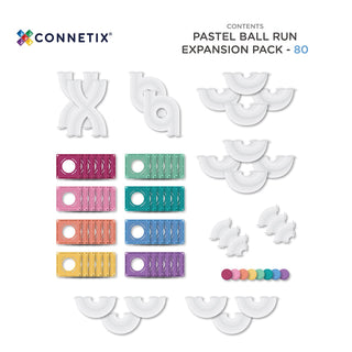 Connetix Pastel Ball Run Uitbreidingsset – 80-delig voor extra raceplezier - De Dondersteen