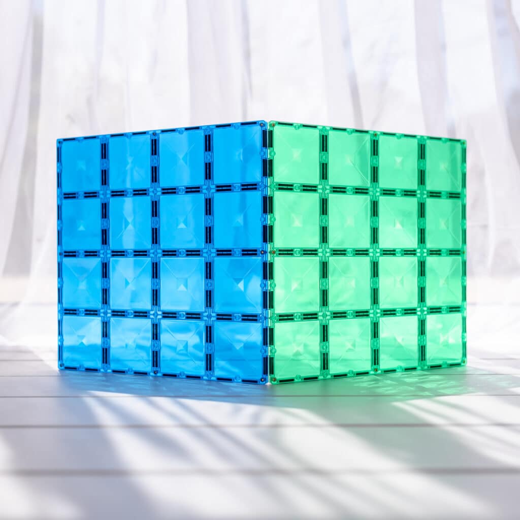 Connetix 2-delige Base Plate Pack – Groene & Blauwe Bouwplaat 30x30 cm