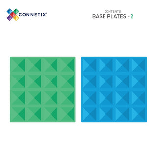 Connetix 2-delige Base Plate Pack – Groene & Blauwe Bouwplaat 30x30 cm - De Dondersteen