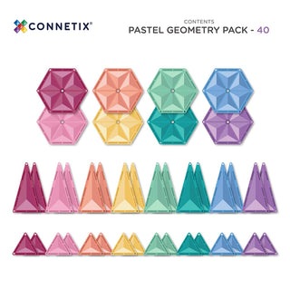 Connetix 40-delige Pastel Geometry Pack – Ontdek vormen & kleuren - De Dondersteen