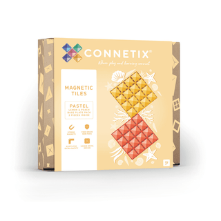 Connetix Pastel Basisplaten – Lemon & Peach (2-delig) - De Dondersteen