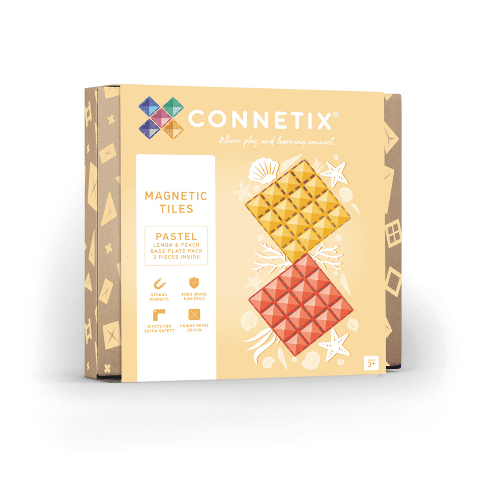 Connetix Pastel Basisplaten – Lemon & Peach (2-delig)