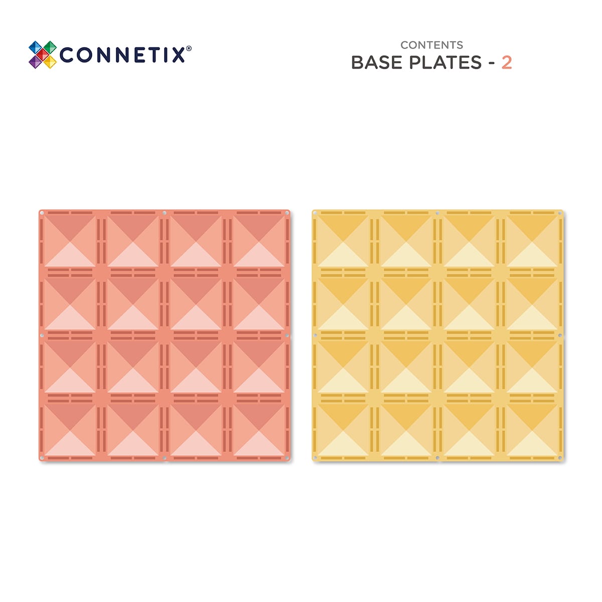 Connetix Pastel Basisplaten – Lemon & Peach (2-delig)