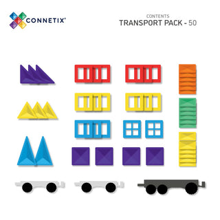 Connetix Transport Pack – 50-delig (met auto- en treinbasis) - De Dondersteen