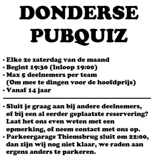 Pubquiz Ticket 10 januari 2026 - De Dondersteen