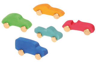 5 Small Sporty Cars with brass wheels - De Dondersteen