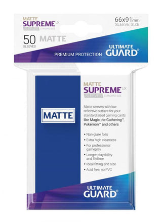 Ultimate Guard Supreme UX Sleeves Standard Size Matte Blue (50) - De Dondersteen