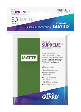 Ultimate Guard Supreme UX Sleeves Standard Size Matte Green (50) - De Dondersteen