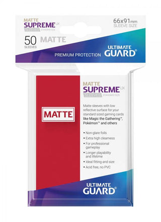 Ultimate Guard Supreme UX Sleeves Standard Size Matte Red (50) - De Dondersteen
