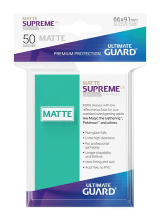 Ultimate Guard Supreme UX Sleeves Standard Size Matte Turquoise (50) - De Dondersteen