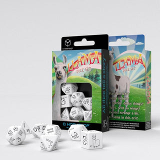 Bright Llama Dice Set White & Black (7) - De Dondersteen