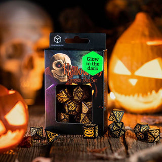 Halloween Dice Set Pumpkin Jack O'Lantern (7) - De Dondersteen