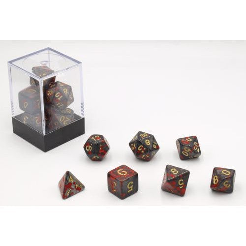 Dobbelstenen Bloodspatter Zwart 7 set - De Dondersteen