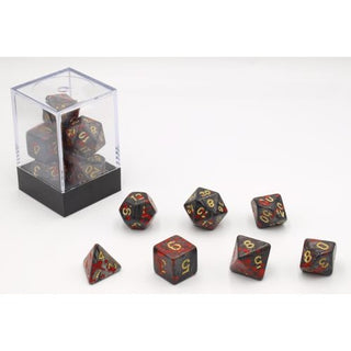 Dobbelstenen Bloodspatter Zwart 7 set - De Dondersteen