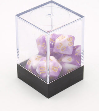 Dobbelstenen Paars/Wit 7 set Brick - De Dondersteen