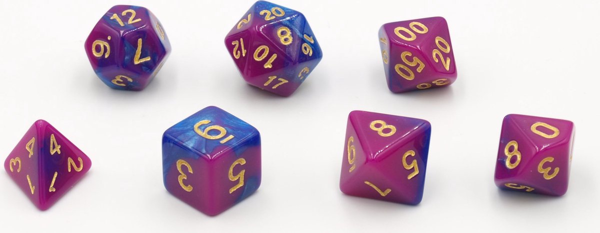 Dobbelstenen Roze/Blauw7 set Brick