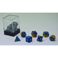 Dobbelstenen Stardust Goud/Blauw 7set
