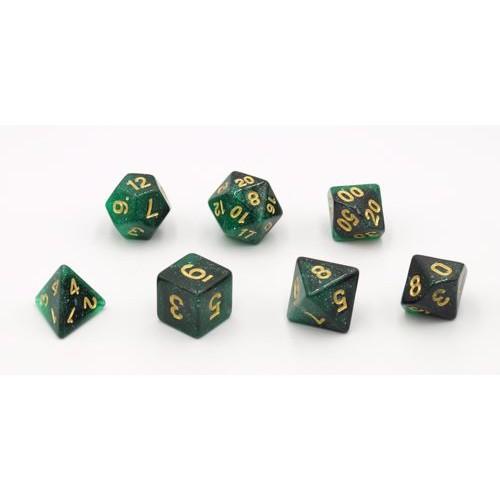Dobbelstenen Stardust Single Groen 7 set