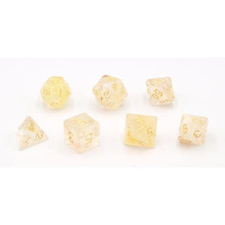 Dobbelstenen Swirl Geel 7 set Brick - De Dondersteen