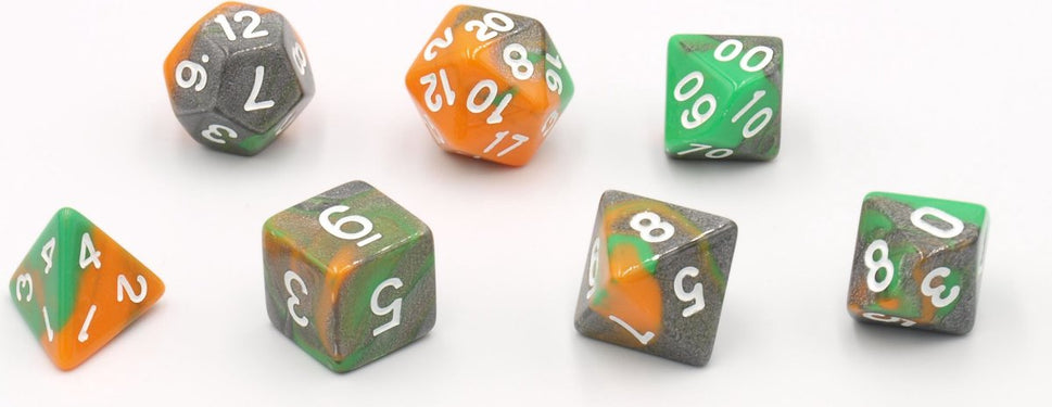 Dobbelstenen Triple Oranje/Groen/Grijs 7