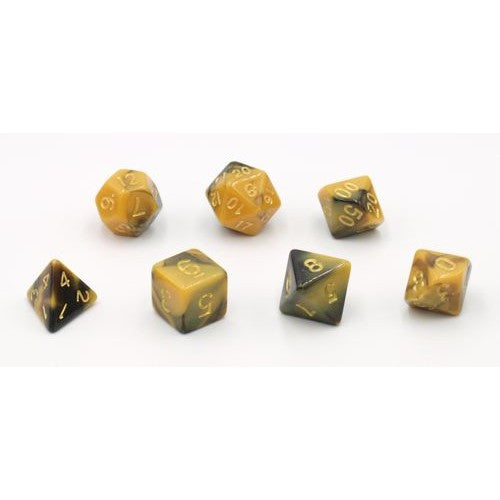 Dobbelstenen Zwart/Geel 7 set Brick