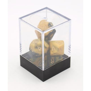 Dobbelstenen Zwart/Geel 7 set Brick - De Dondersteen