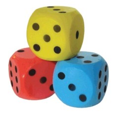 Dobbelsteen schuimrubber Geel /zw.15 cm - De Dondersteen
