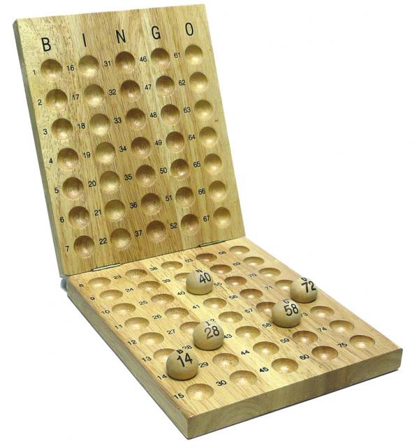 Bingo controlebord hout 75 bal - De Dondersteen