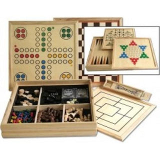 Houten spellen cassette 10-in-1 36x36 cm - De Dondersteen