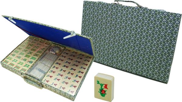Mah-Jong BAMBOE in groene textiel koffer