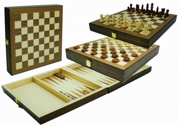 Schaak-dam-backgammon-cassette 29x29cm - De Dondersteen