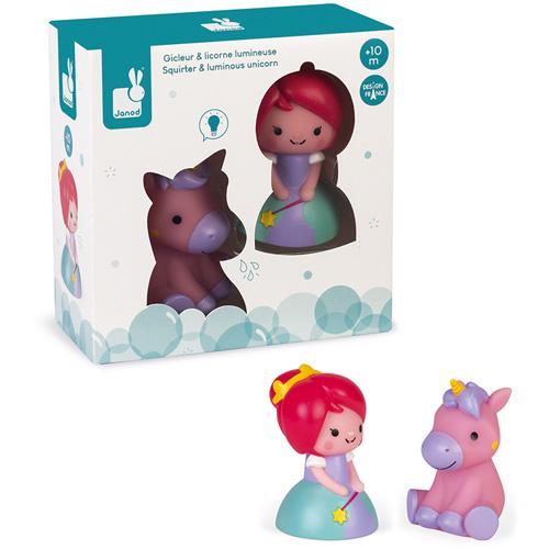 Janod Badspeelgoed - Spuitfiguur Prinses en Lichtgevende Eenhoorn
